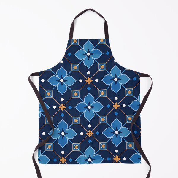 Item preview, Navy Blue and Gold Geometric Floral Pattern Throw Pillow designed and sold by FestivityFinds.