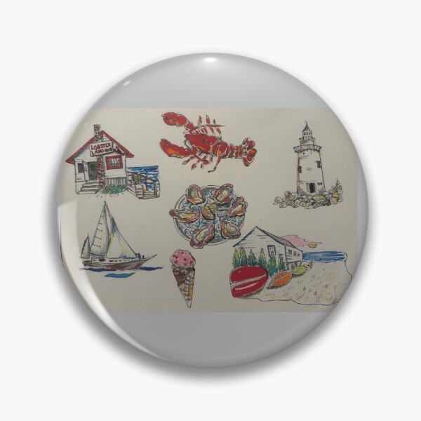 Item preview, Connecticut coast sketches stickers lighthouse lobster landing oysters summer old saybrook designed and sold by Paintingladycat.