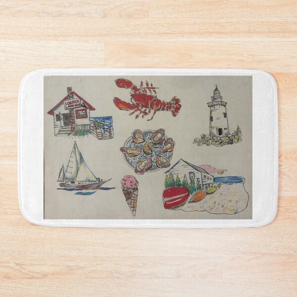 Item preview, Connecticut coast sketches stickers lighthouse lobster landing oysters summer old saybrook designed and sold by Paintingladycat.