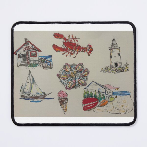 Item preview, Connecticut coast sketches stickers lighthouse lobster landing oysters summer old saybrook designed and sold by Paintingladycat.
