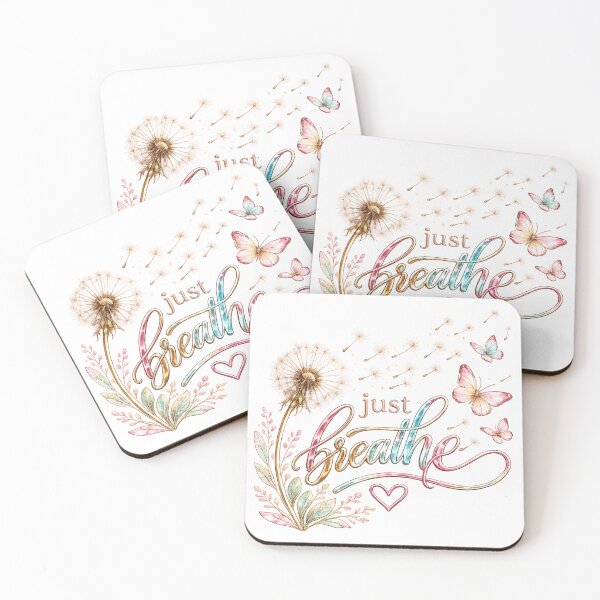 Item preview, Just Breathe | Elegant Dandelion & Butterfly Chrome Pastel Floral Design designed and sold by LuckyFoxMerch.