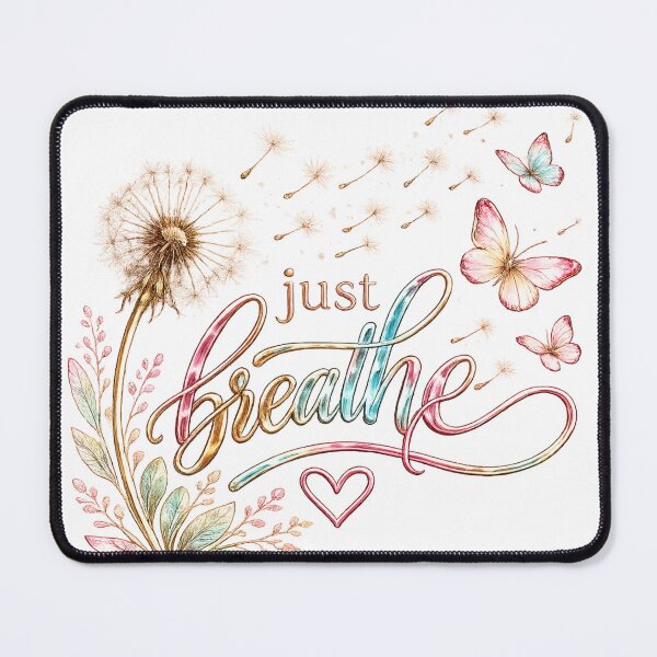 Item preview, Just Breathe | Elegant Dandelion & Butterfly Chrome Pastel Floral Design designed and sold by LuckyFoxMerch.