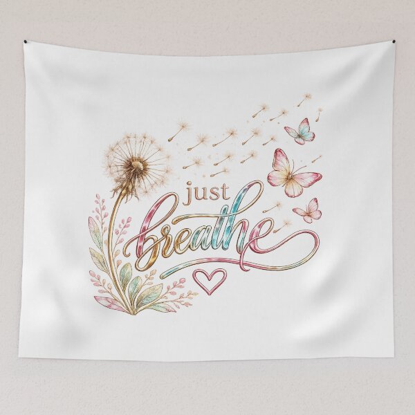 Item preview, Just Breathe | Elegant Dandelion & Butterfly Chrome Pastel Floral Design designed and sold by LuckyFoxMerch.