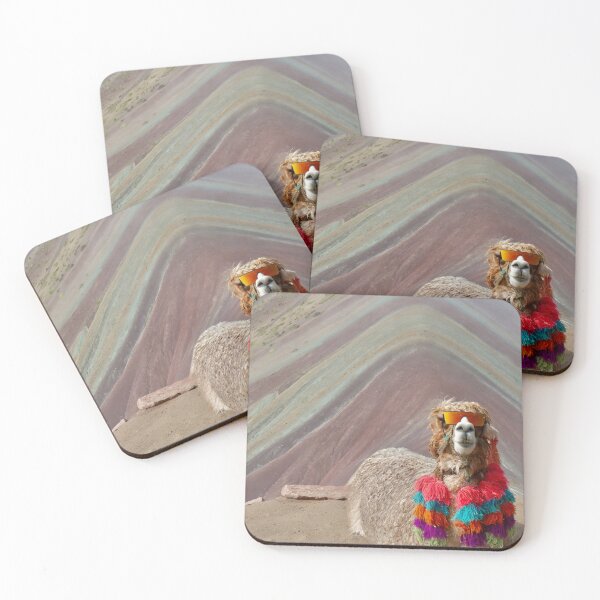 Item preview, Fancy Lllama at the Rainbow Mountain of Peru designed and sold by olivia-wilbur.