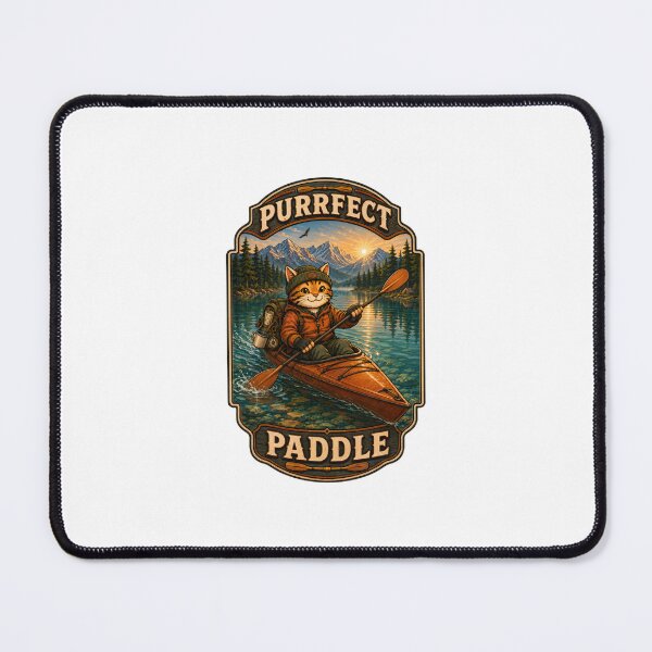 Item preview, Purrfect Paddle - Adventure Cat Kayaking Badge designed and sold by GroveLaneCreative.