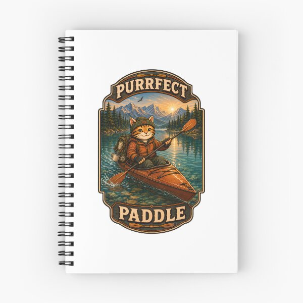 Item preview, Purrfect Paddle - Adventure Cat Kayaking Badge designed and sold by GroveLaneCreative.
