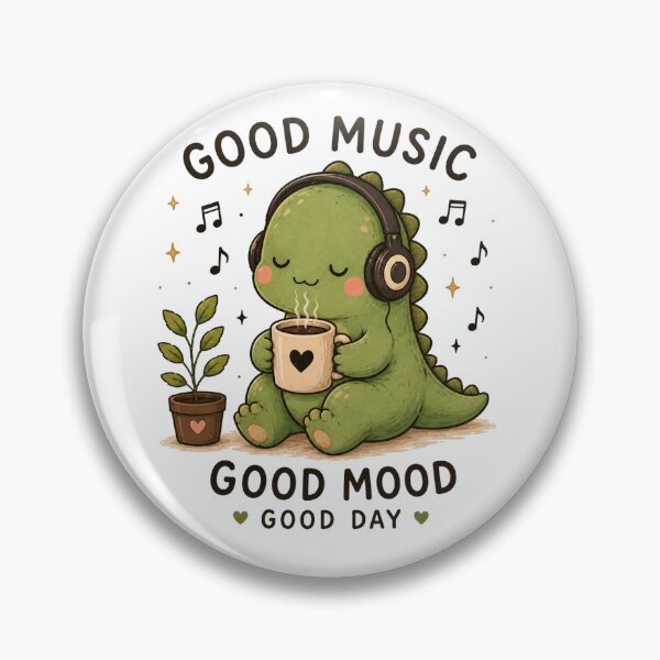 Item preview, Cute Dinosaur Coffee Music Good Mood Good Day | Kawaii Cozy Dino Lover Gift designed and sold by 1234saad.