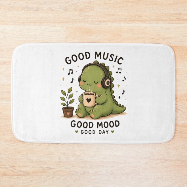 Item preview, Cute Dinosaur Coffee Music Good Mood Good Day | Kawaii Cozy Dino Lover Gift designed and sold by 1234saad.