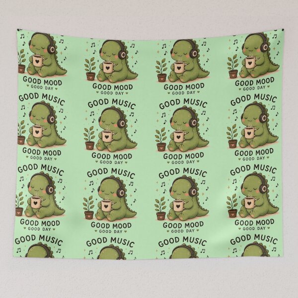 Item preview, Cute Dinosaur Coffee Music Good Mood Good Day | Kawaii Cozy Dino Lover Gift designed and sold by 1234saad.