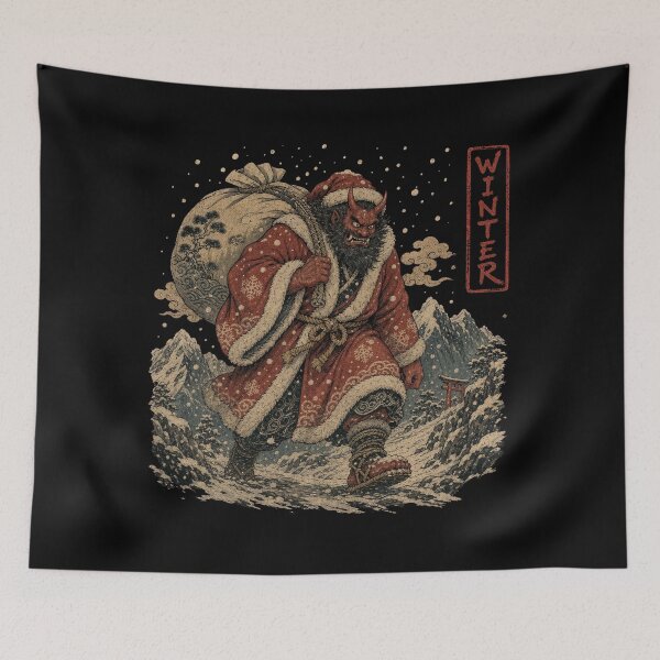 Item preview, Ukiyo-e Japanese Oni Santa Claus Winter Art designed and sold by NSB-Design.