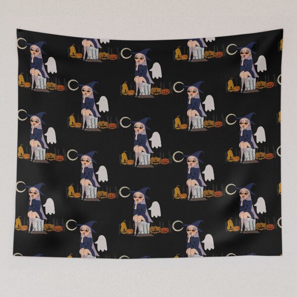 Item preview, Graveyard Girl Cute Pastel Witch Halloween Pumpkin Patch Design designed and sold by chiarodilunae.