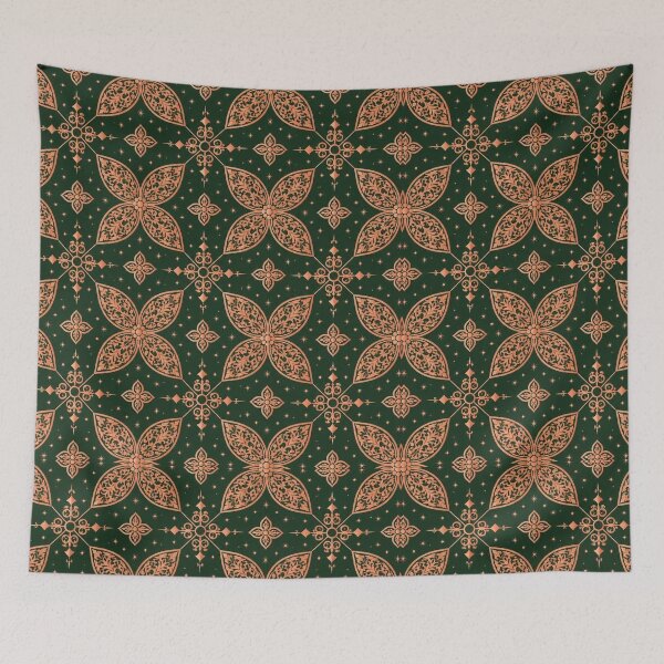 Item preview, Vintage Dark Green and Copper Botanical Floral Seamless Pattern Throw Pillow designed and sold by FestivityFinds.