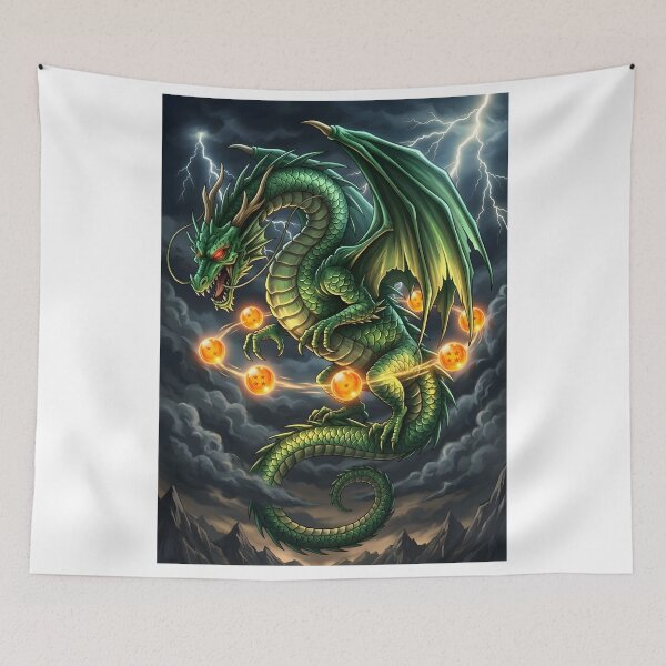 Item preview, Dragón de la Tormenta Esmeralda con Orbes Místicos | Arte Épico de Dragones de Fantasía designed and sold by DragonSerpent Ink.