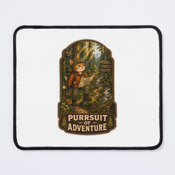 Item preview, Purrsuit of Adventure - Adventure Cat Hiking Badge designed and sold by GroveLaneCreative.