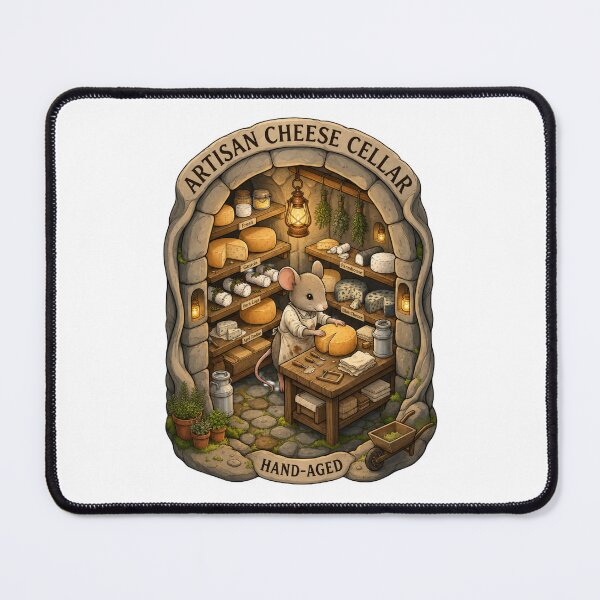 Item preview, Artisan Cheese Cellar | Cozy Mouse Cheesemaker | Fantasy Cheese Cave | Cottagecore Dairy | Hand-Aged Cheese designed and sold by MrDev.
