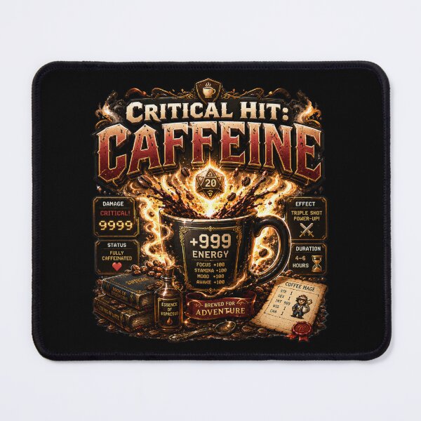 Item preview, Critical Hit Caffeine Funny Coffee Gamer designed and sold by pradeepvisuals.