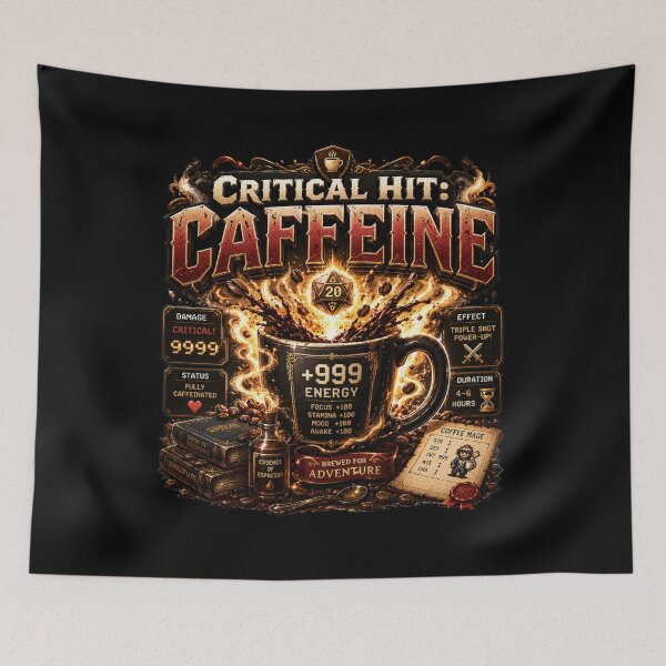 Item preview, Critical Hit Caffeine Funny Coffee Gamer designed and sold by pradeepvisuals.