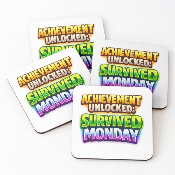 Item preview, Achievement Unlocked – Survived Monday Funny Motivational Quote Design designed and sold by EdgeSphere.