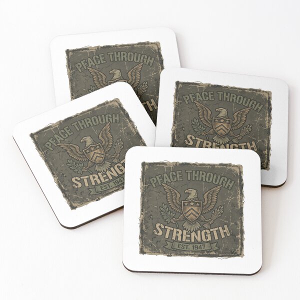 Item preview, Peace Through Strength Vintage Military Eagle Art designed and sold by rich-moda.