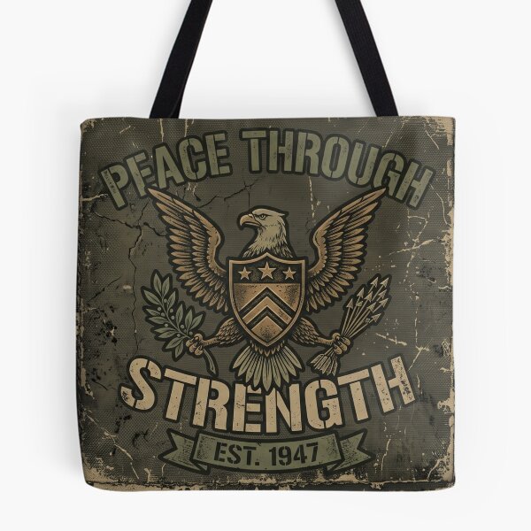 Item preview, Peace Through Strength Vintage Military Eagle Art designed and sold by rich-moda.