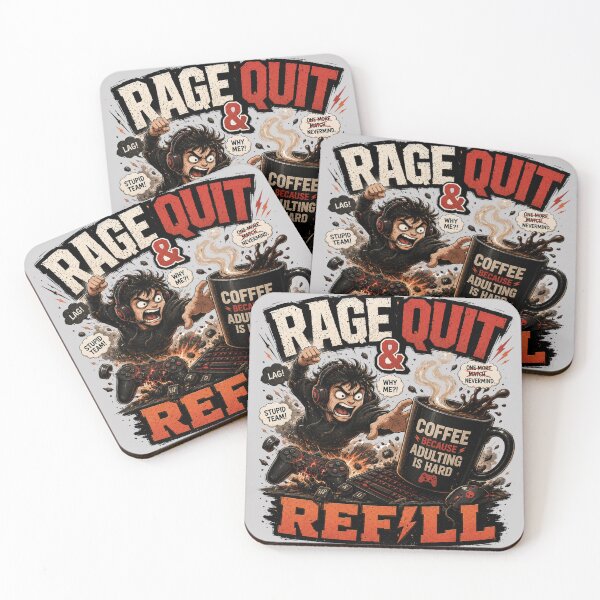 Item preview, Rage Quit And Refill Funny Coffee Art designed and sold by pradeepvisuals.