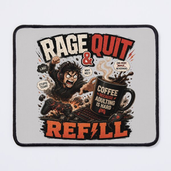 Item preview, Rage Quit And Refill Funny Coffee Art designed and sold by pradeepvisuals.