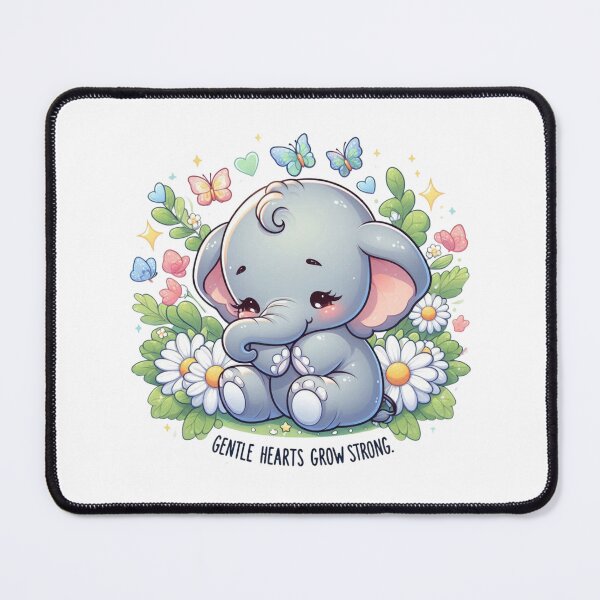 Item preview, Cute Baby Elephant Gentle Hearts Grow Strong - Floral Cottagecore Art designed and sold by carestazafeli.