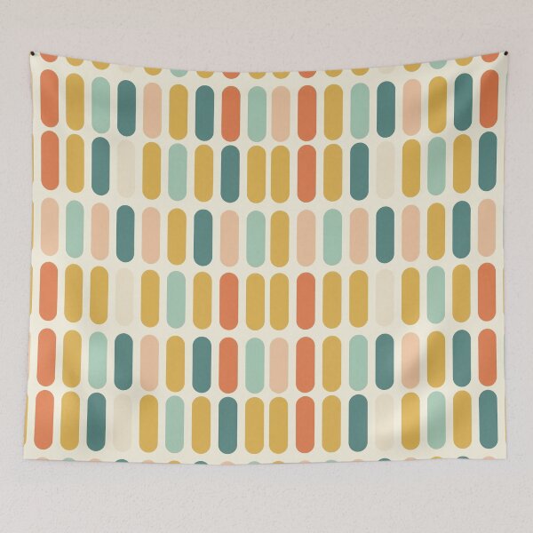 Item preview, Mid Century Modern Retro Geometric Capsule Pattern Throw Pillow designed and sold by FestivityFinds.
