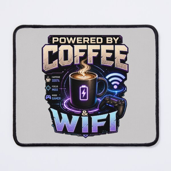 Item preview, Powered By Coffee And WiFi Gamer Art designed and sold by pradeepvisuals.