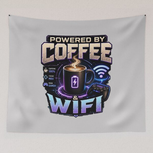 Item preview, Powered By Coffee And WiFi Gamer Art designed and sold by pradeepvisuals.