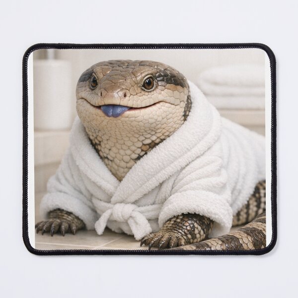 Item preview, Cozy Bathrobe Blue-Tongue Lizard designed and sold by Sillytoe.