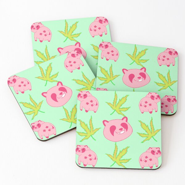 Item preview, Pink Tanuki with Japanese Maple Leaves designed and sold by NueBaku.