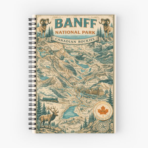 Item preview, Banff National Park Vintage Map Poster Canadian Rockies Antique Travel Wall Art designed and sold by Eclipse 3699.