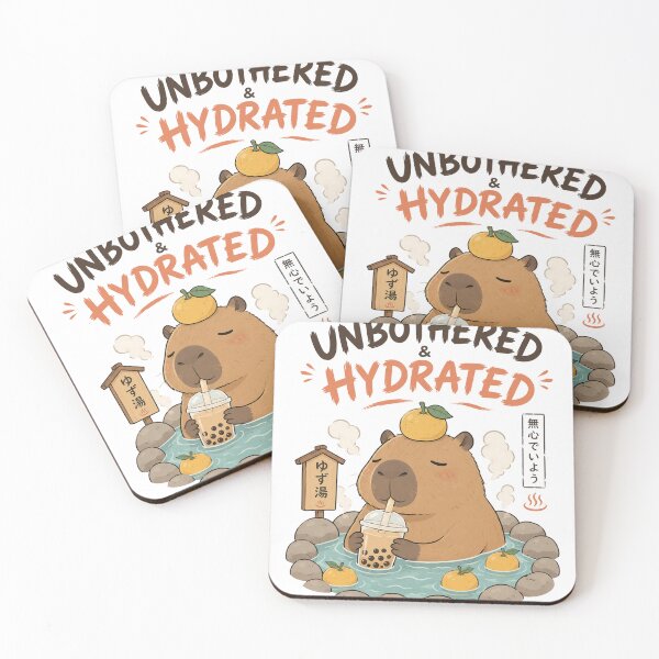 Item preview, Unbothered and Hydrated - Cute Zen Capybara Boba designed and sold by punnarutn.