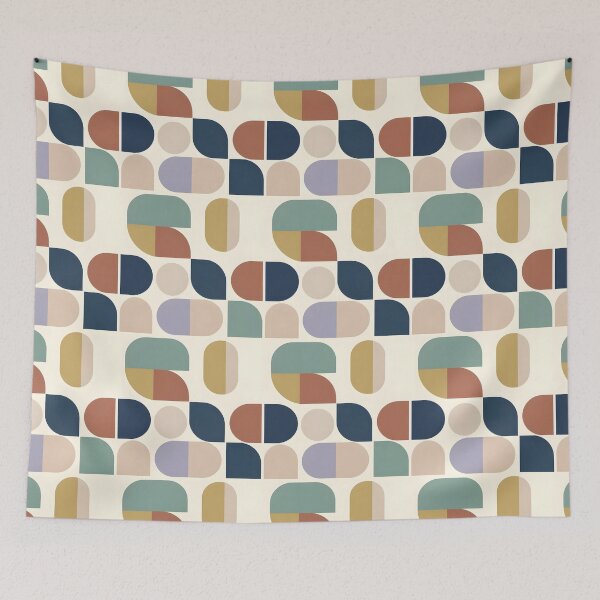 Item preview, Mid-Century Modern Abstract Geometric Shapes Seamless Pattern Throw Pillow designed and sold by FestivityFinds.