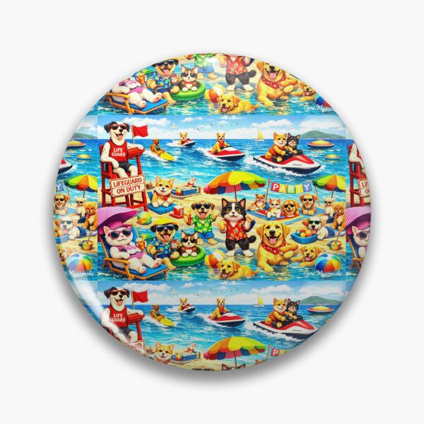 Item preview, Beach Party Cats & Dogs – Lifeguard Surf & Jet Ski Fun designed and sold by The Art Queen Of Michigan .