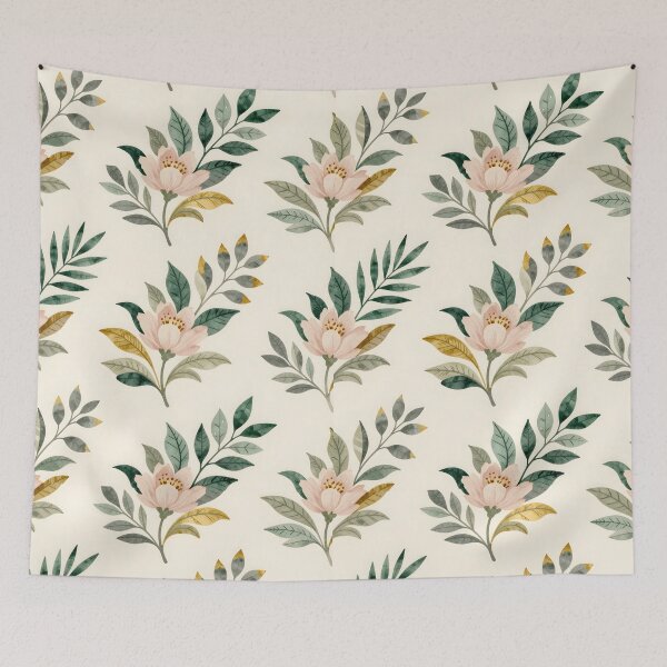 Item preview, Watercolor Pink Floral and Botanical Leaf Seamless Pattern Throw Blanket designed and sold by FestivityFinds.