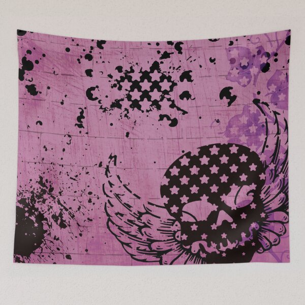 Item preview, skull with wings and star overlay design pink version designed and sold by meuliasshop.