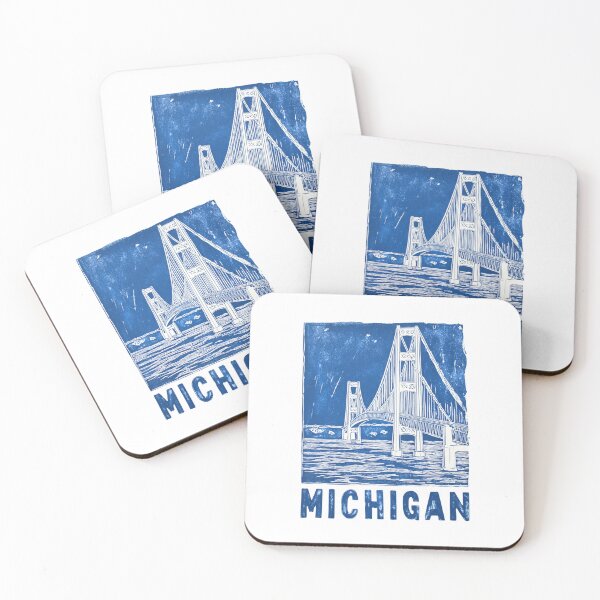 Item preview, Michigan Mackinac Bridge Block Print designed and sold by tiigerdad.