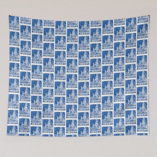 Item preview, Michigan Mackinac Bridge Block Print designed and sold by tiigerdad.
