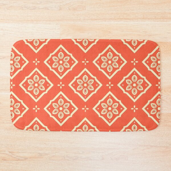 Item preview, Coral Red and Cream Floral Tile Seamless Pattern Throw Blanket designed and sold by FestivityFinds.