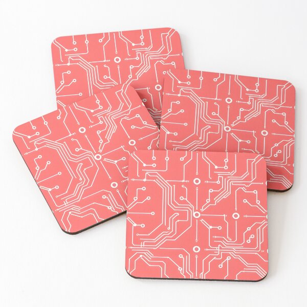 Item preview, Coral Red Circuit Board Tech Cyberpunk Seamless Pattern iPhone Case designed and sold by FestivityFinds.