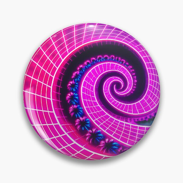 Item preview, Vaporwave Neon Grid Spiral - Synthwave Palm Trees designed and sold by A E S T H E T A T A G.