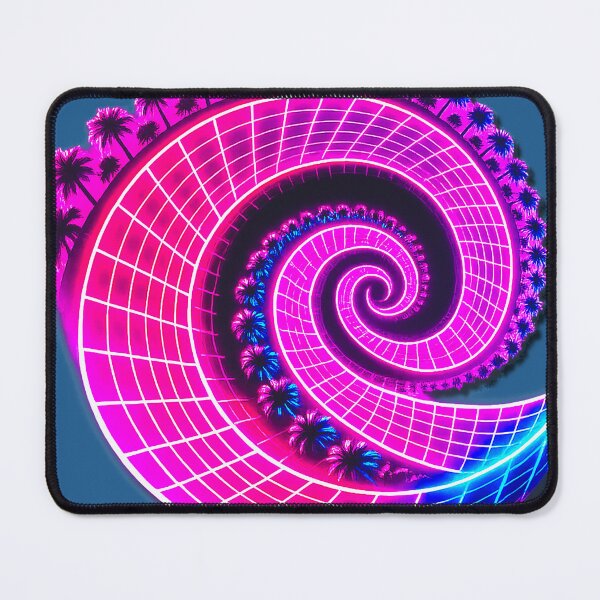 Item preview, Vaporwave Neon Grid Spiral - Synthwave Palm Trees designed and sold by A E S T H E T A T A G.