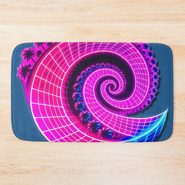 Item preview, Vaporwave Neon Grid Spiral - Synthwave Palm Trees designed and sold by A E S T H E T A T A G.