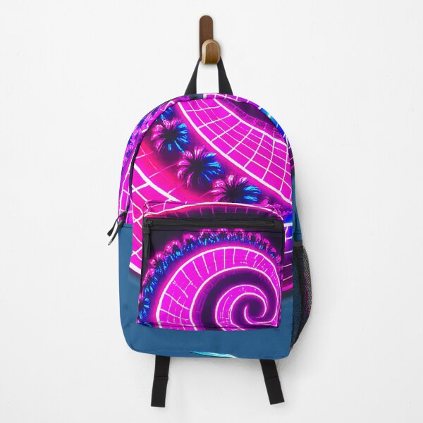 Item preview, Vaporwave Neon Grid Spiral - Synthwave Palm Trees designed and sold by A E S T H E T A T A G.