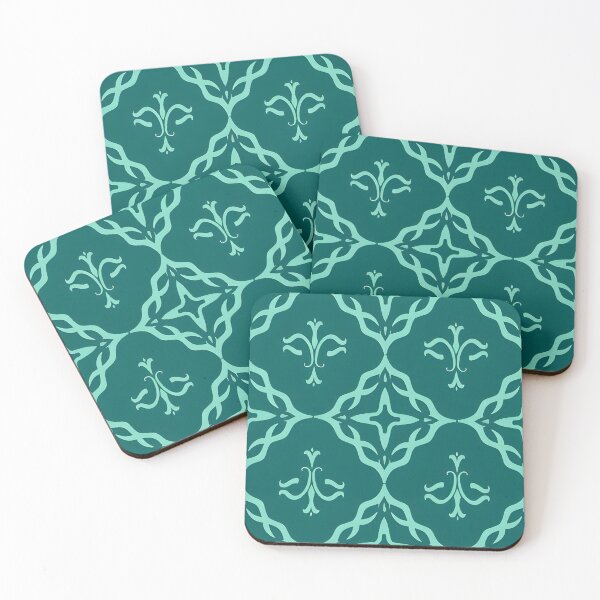 Item preview, Dark Teal and Mint Green Damask Flourish Seamless Pattern Duvet Cover designed and sold by FestivityFinds.