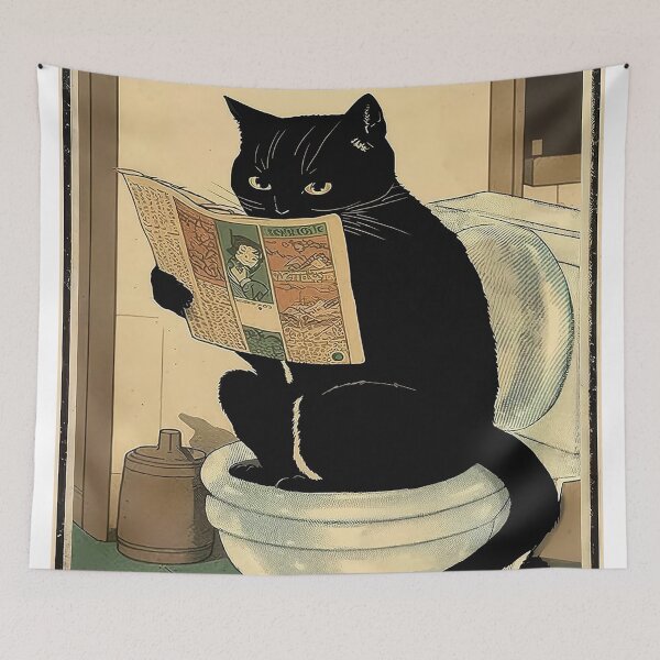 Item preview, Funny Black Cat Toilet Bathroom designed and sold by colinterrell.