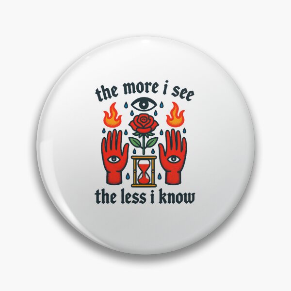 Item preview, The More I See The Less I Know — Mystical Hand & Eye Tattoo Style Quote Art designed and sold by Colorful-Garden.
