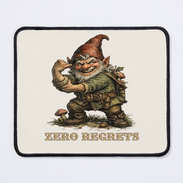 Item preview, Zero Regrets Funny Gnome – Vintage Fantasy Illustration designed and sold by Alpine-Ink.